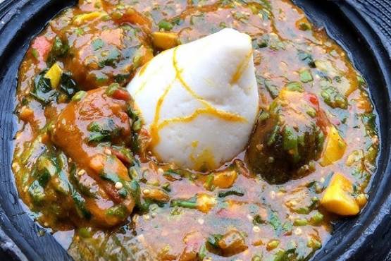 Banku | Goat and Okro soup
