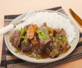 Plain rice| Beef with Stew